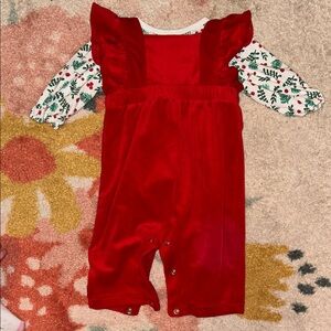 Vibrant Red Kids Overalls with Ruffles